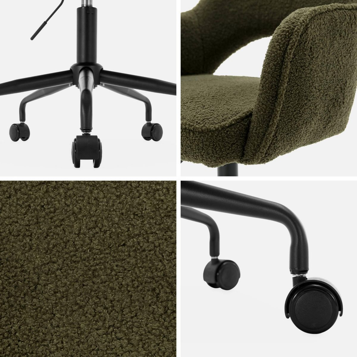 SWEEEK Chaise de bureau à roulettes, Jim, L 60 x P 62 x H 89 / 99cm.