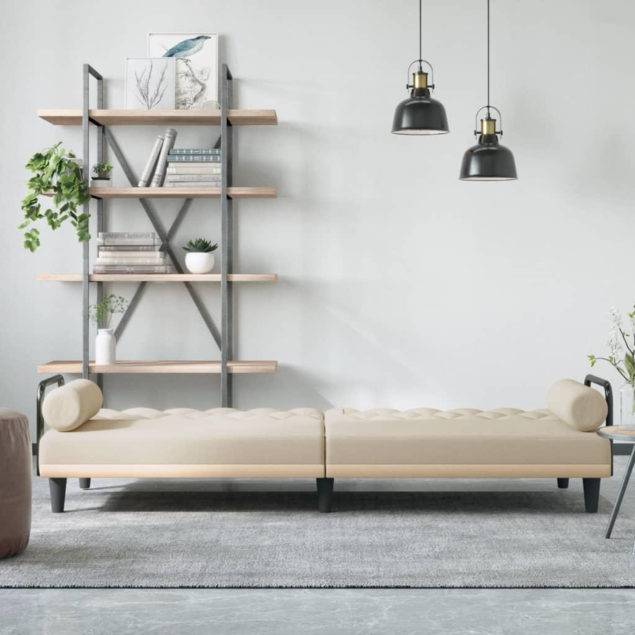 Voir la diapositive 3 : VIDAXL Canape-lit avec accoudoirs creme tissu