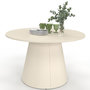 Voir la diapositive 1 : ID MARKET Table de jardin ronde AMELIA 120 CM 6 personnes avec pied central en métal beige