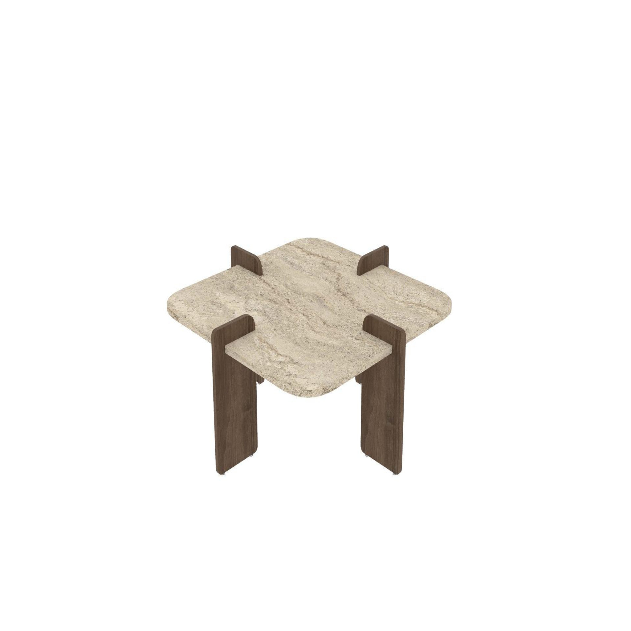 Habitat et Jardin Table basse en bois  poalla  - 90 x 90 x 35 cm - travertin