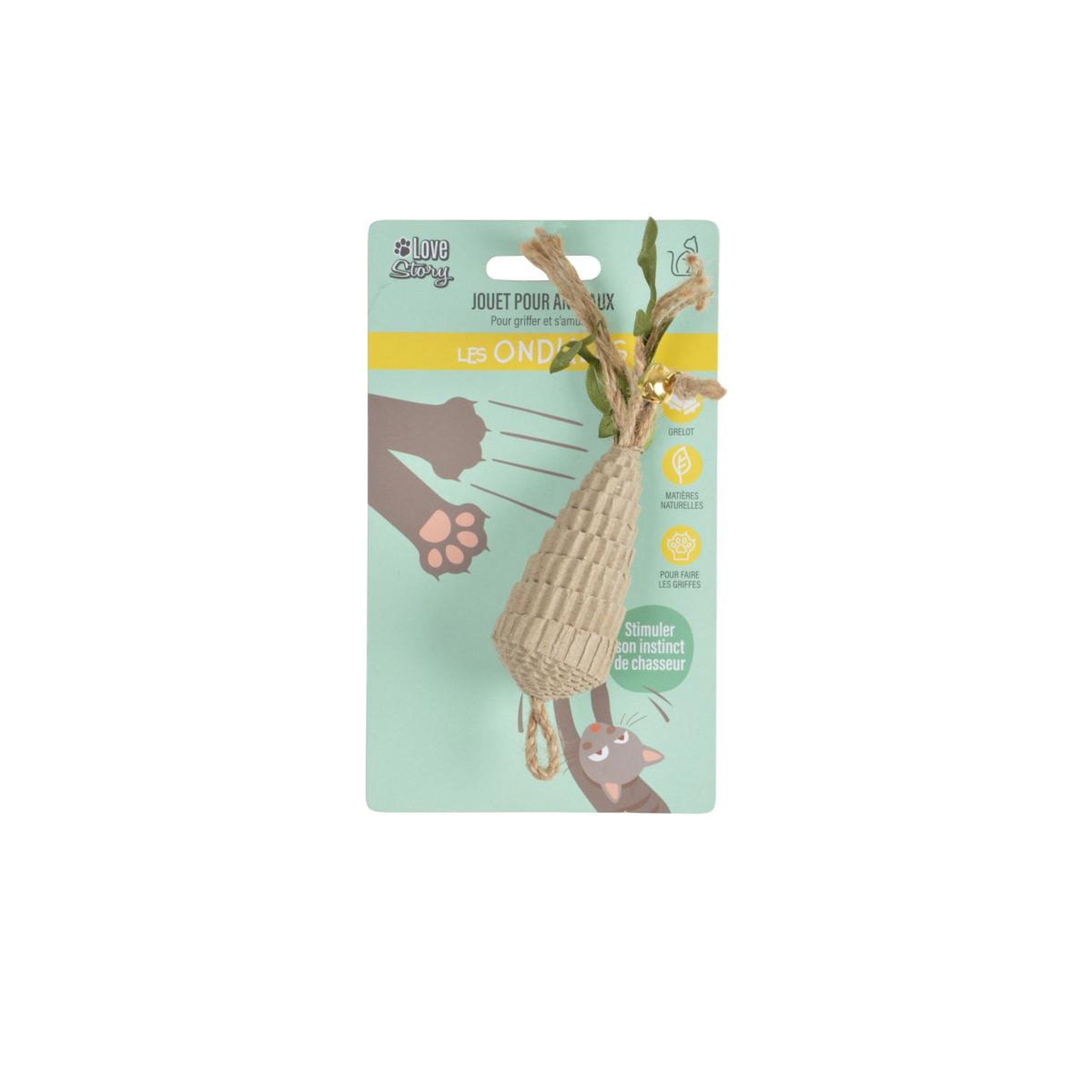 Voir la diapositive 2 : LOVE STORY Jouet pour chat  pyramide & ficelles  16cm naturel