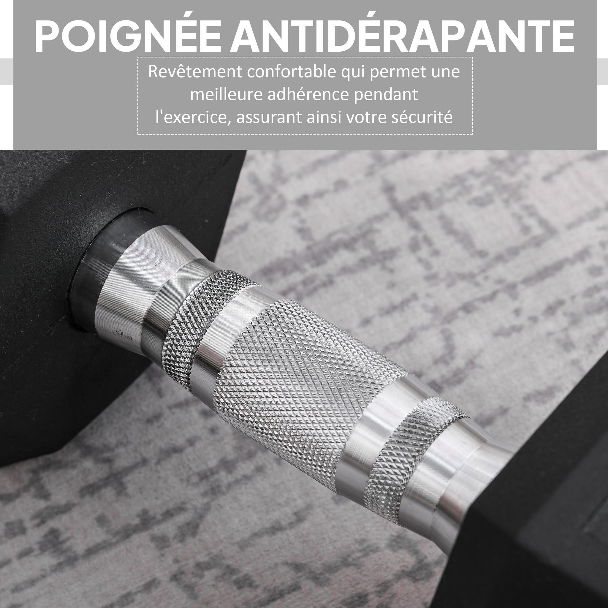 Voir la diapositive 6 : HOMCOM Haltère hexagonal 12,5 kg - hexagon dumbbell musculation fitness - fonte caoutchouté