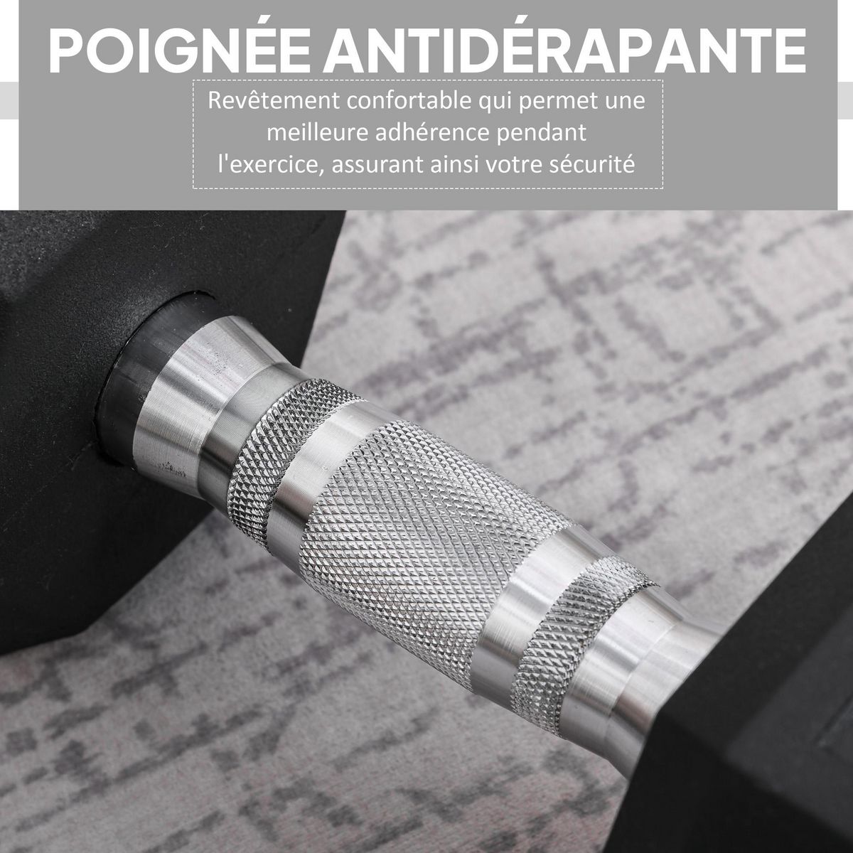 HOMCOM Haltère hexagonal 12,5 Kg - hexagon dumbbell musculation fitness - fonte caoutchouté