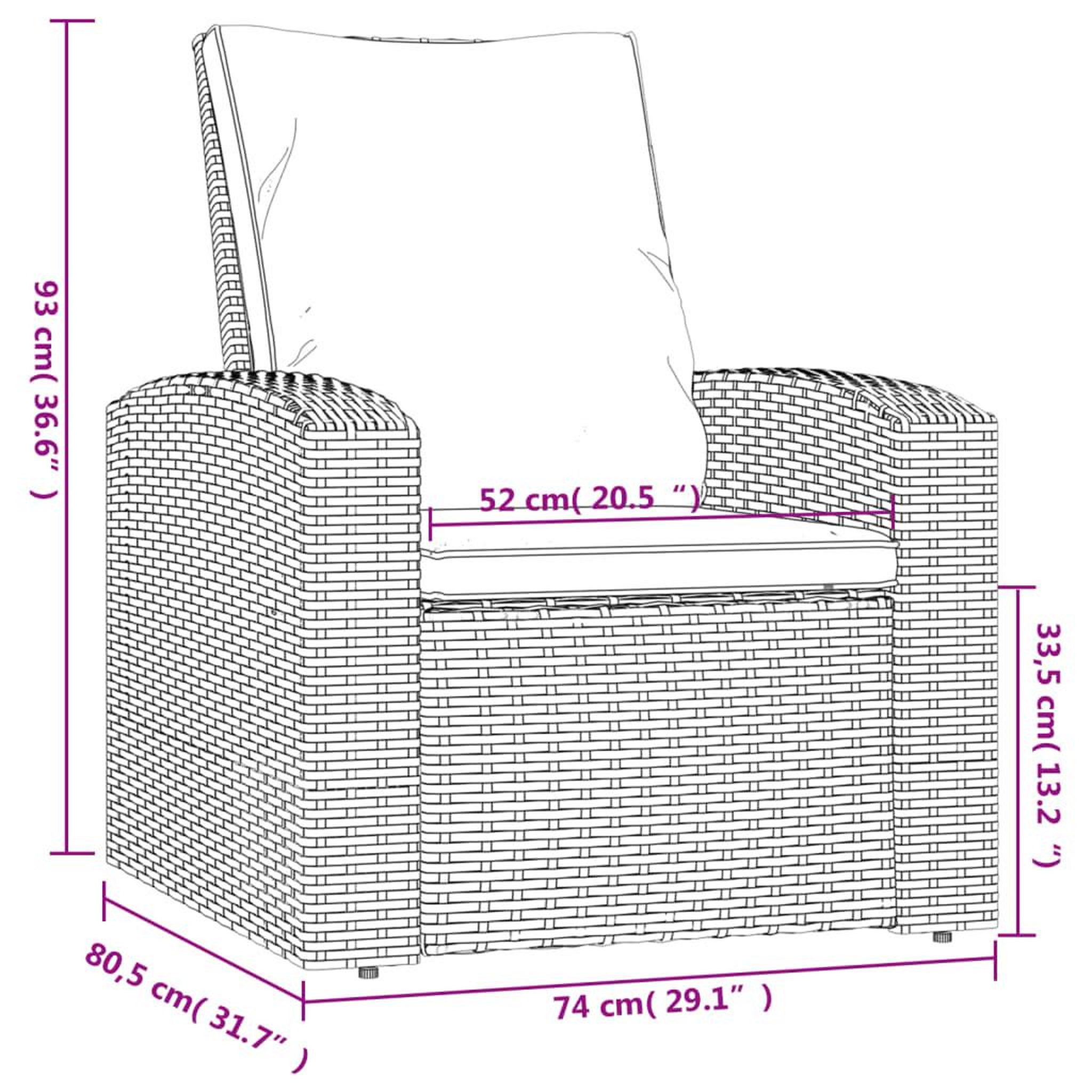 Voir la diapositive 6 : VIDAXL Fauteuil inclinable de jardin avec coussins marron clair rotin