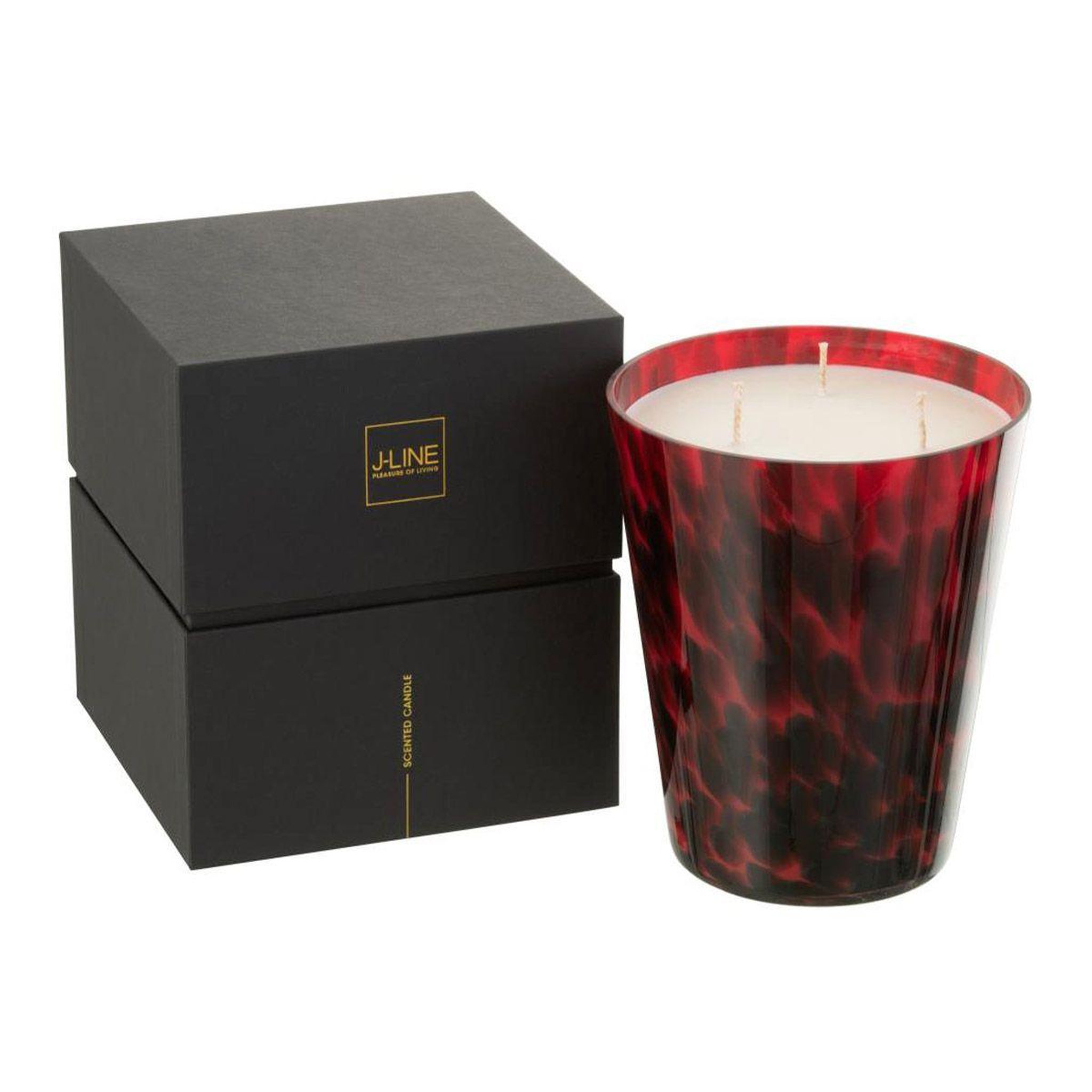 Voir la diapositive 2 : J-LINE Bougie parfumée  noa  20cm bois de santal rouge
