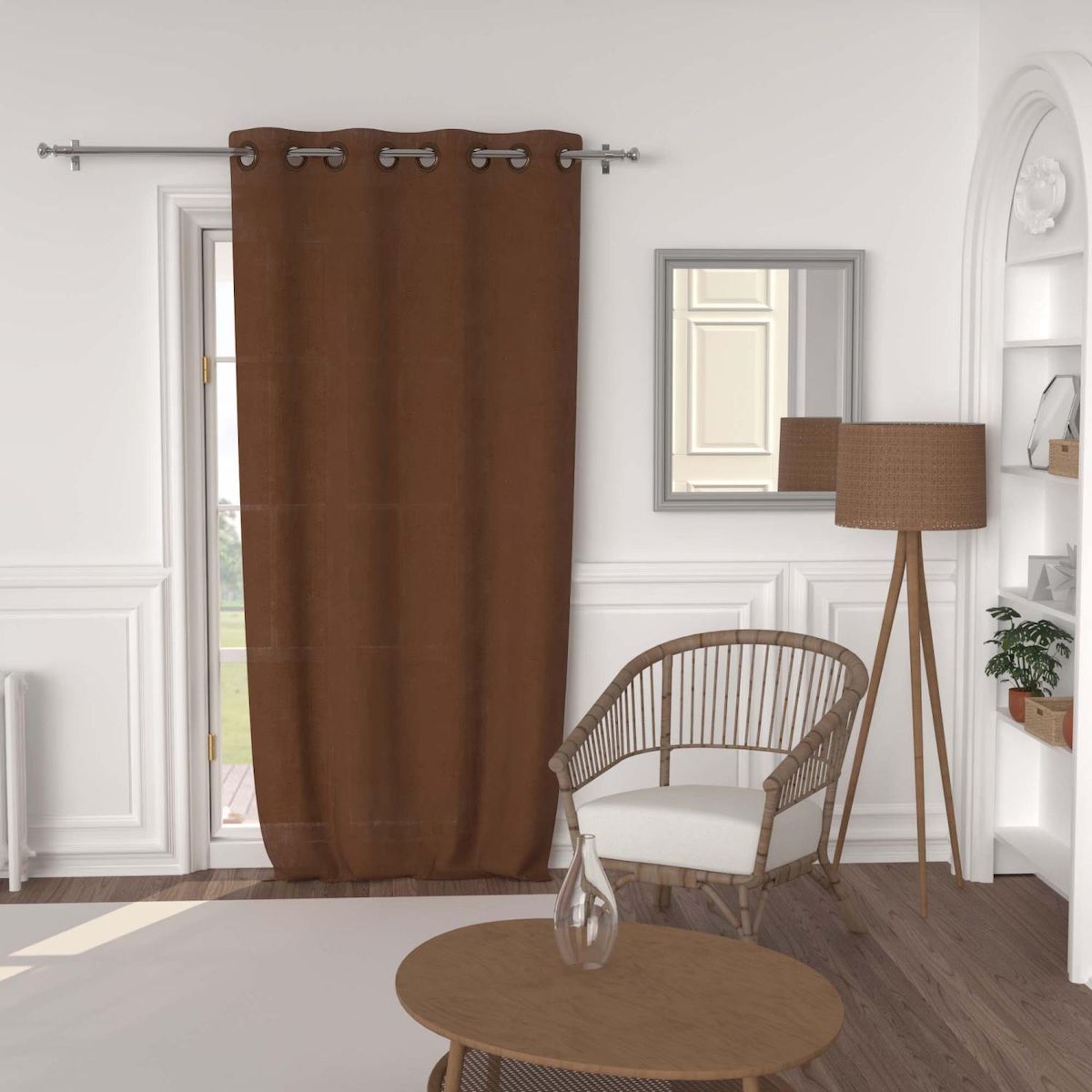 SOLEIL D'OCRE Rideau à oeillets lin coton 135x250 cm LINO, par Soleil d'Ocre