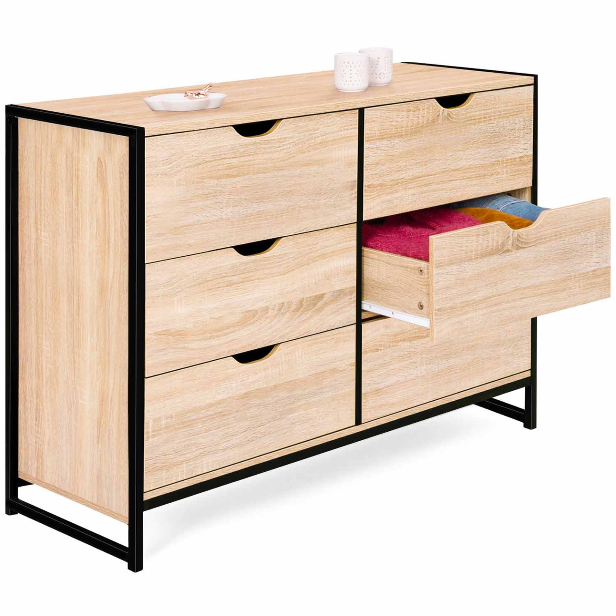 Voir la diapositive 4 : ID MARKET Commode 6 tiroirs detroit 115 cm design industriel