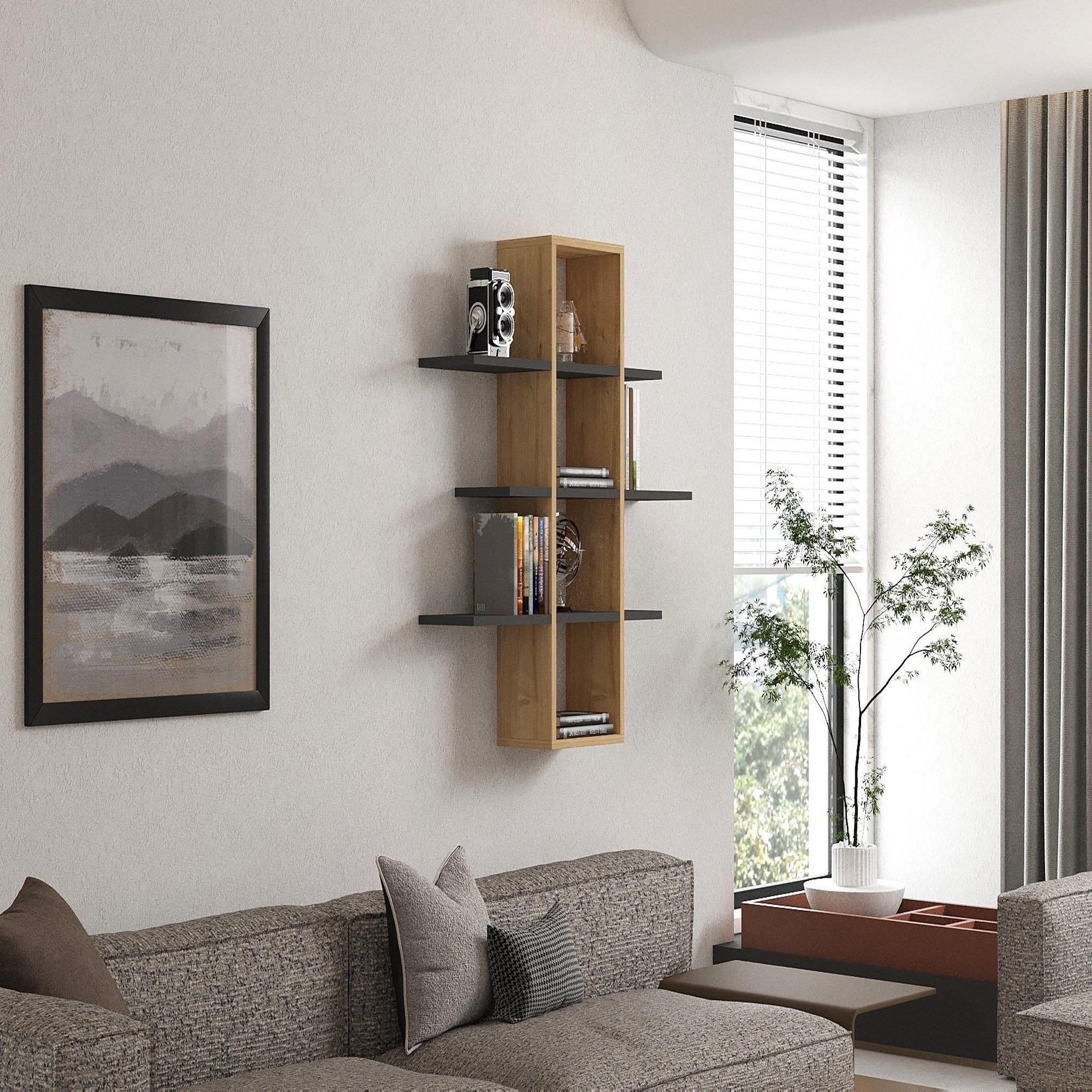 Voir la diapositive 4 : Habitat et Jardin Étagère murale en bois  ardo  - 96 x 19 x 101 cm - saphir, anthracite
