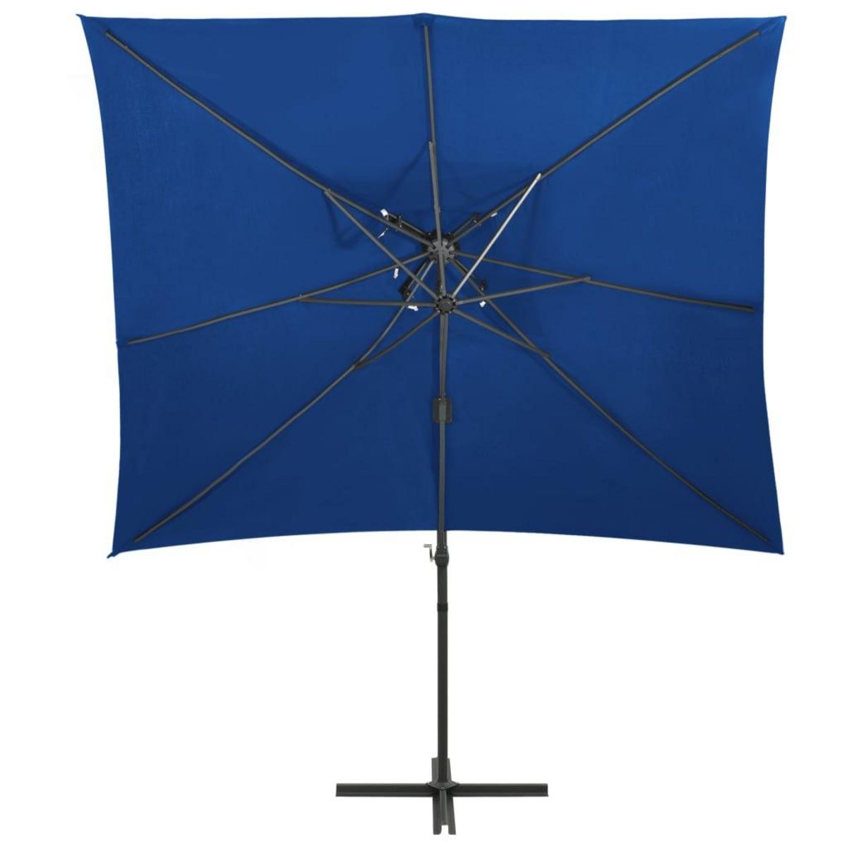 VIDAXL Parasol de jardin en porte-a-faux a double toit bleu azure