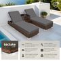 Voir la diapositive 2 : tectake Lot de 2 bains de soleil design luxueux avec cadre en aluminium marron