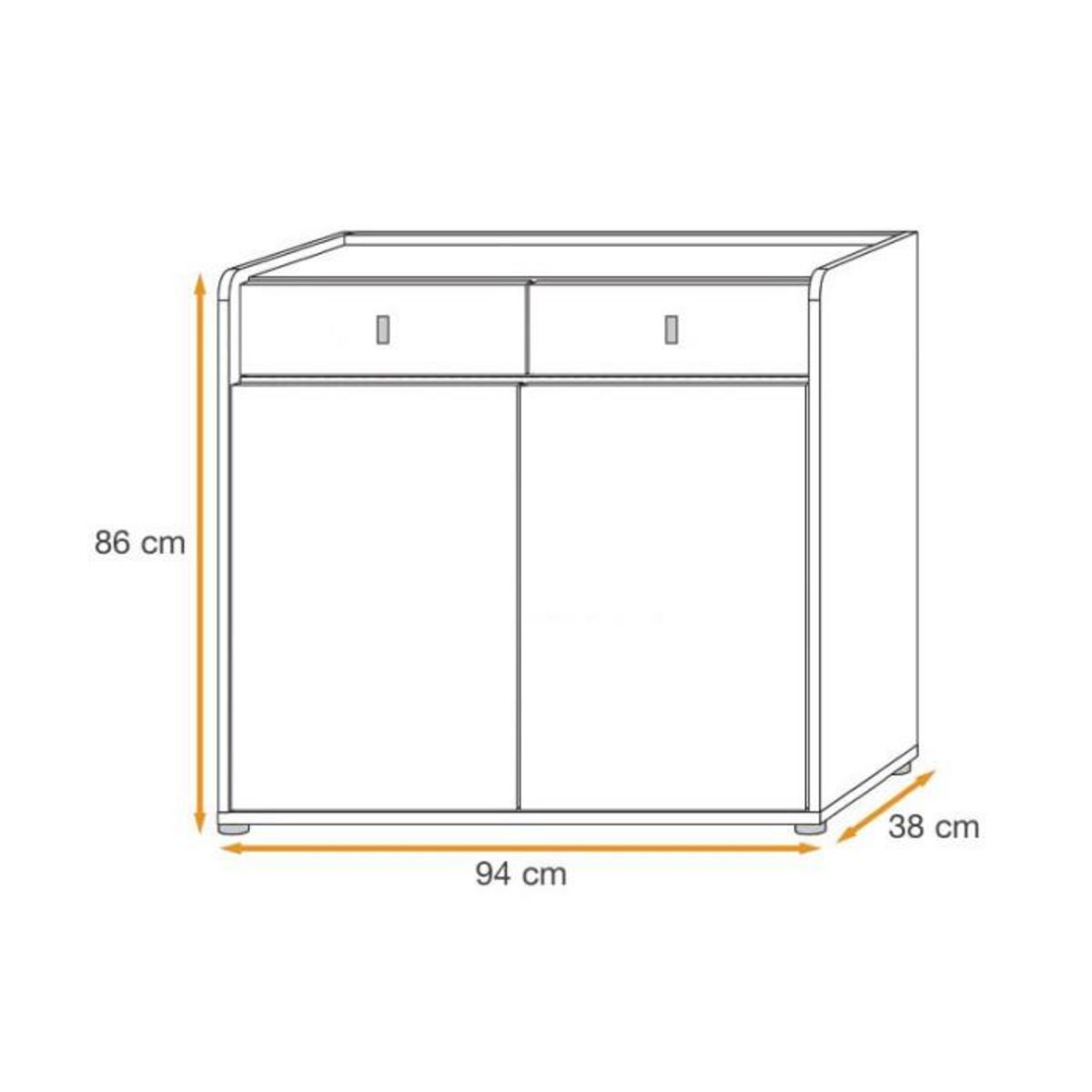 Paris Prix Buffet 2 Portes & 2 Tiroirs  Vivero  94cm Gris & Naturel