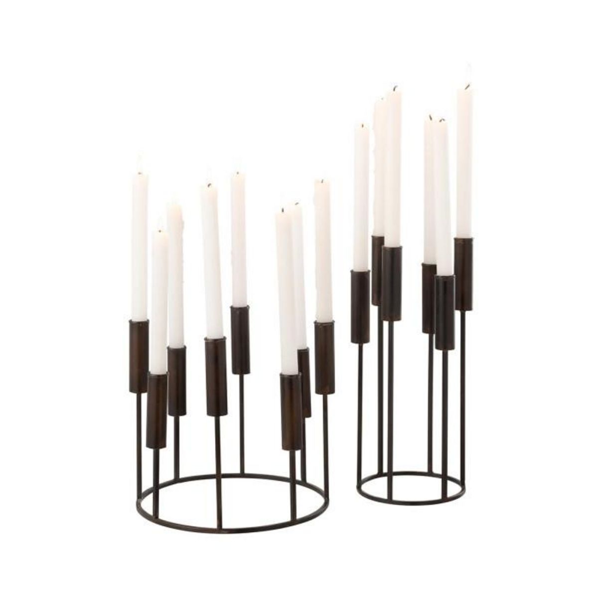 Paris Prix Lot de 2 Chandeliers en Métal  Pierre  37cm Noir