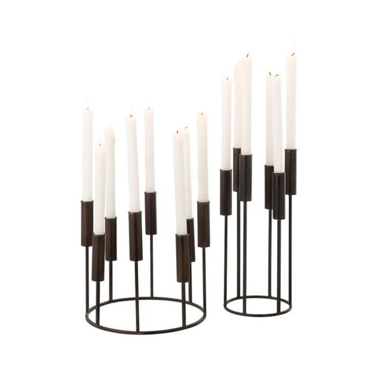 Paris Prix Lot de 2 Chandeliers en Métal  Pierre  37cm Noir