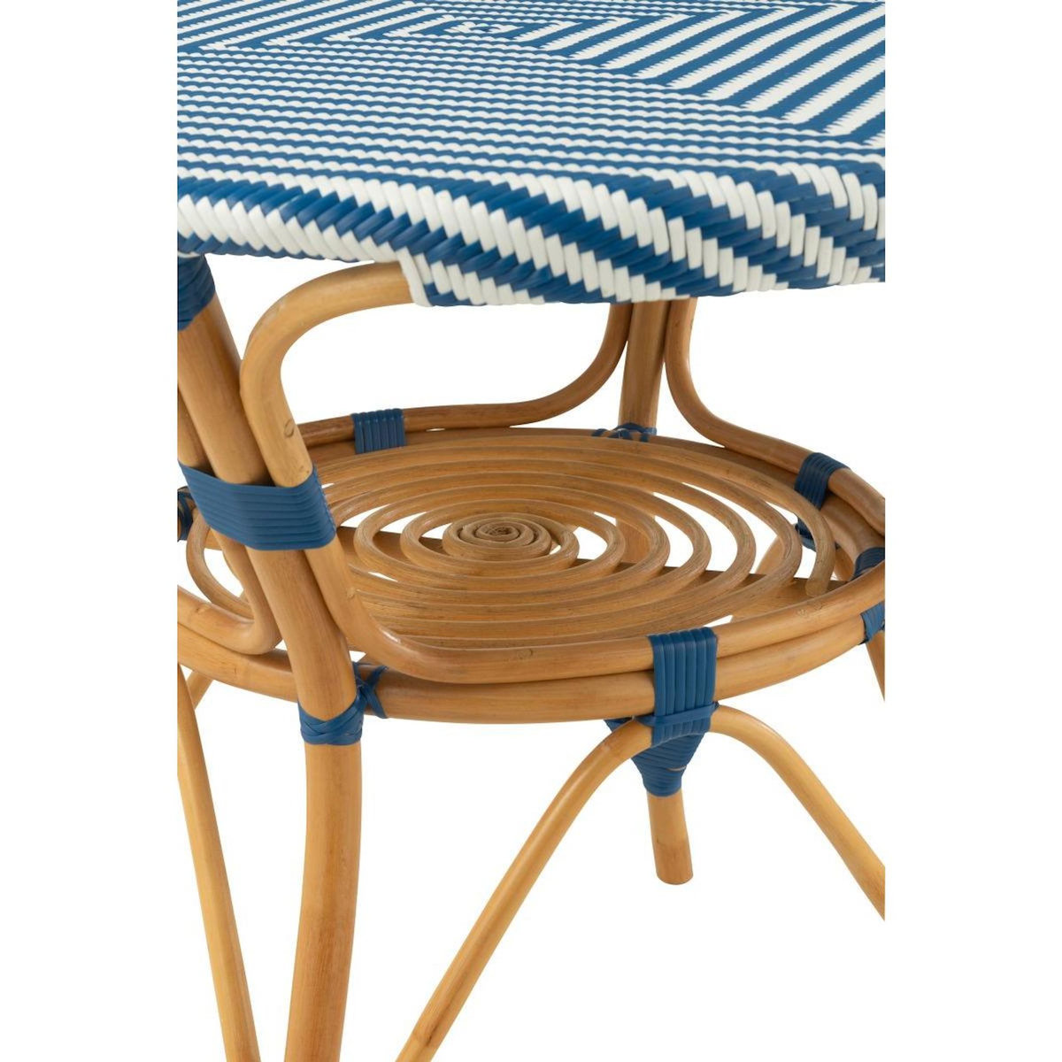 Paris Prix Table à Manger en Rotin  Danial  90cm Bleu