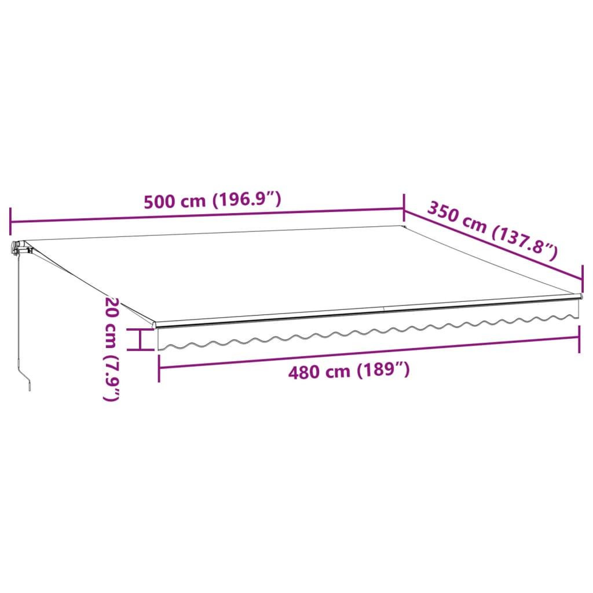 Voir la diapositive 6 : VIDAXL Auvent manuel retractable avec LED anthracite blanc 500x350 cm