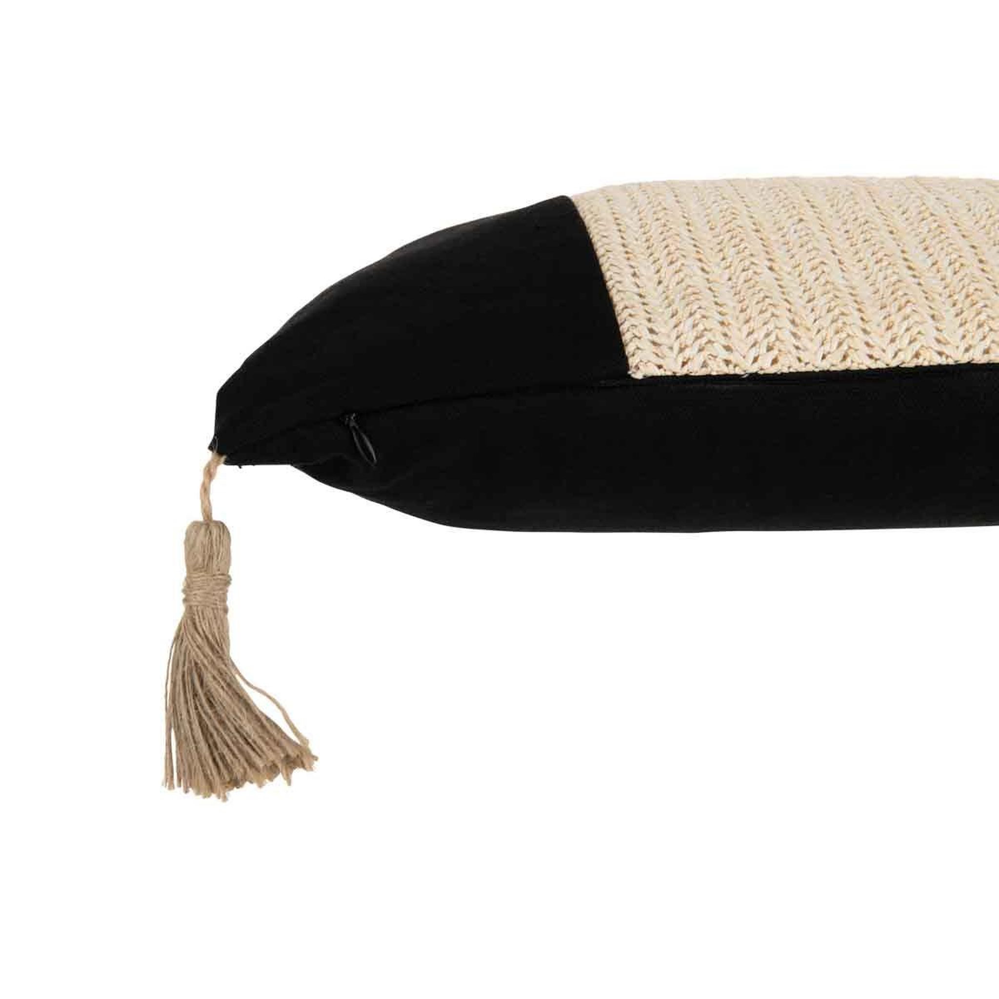 Voir la diapositive 3 : J-LINE Coussin Déco  Tissage  45x45cm Noir & Beige