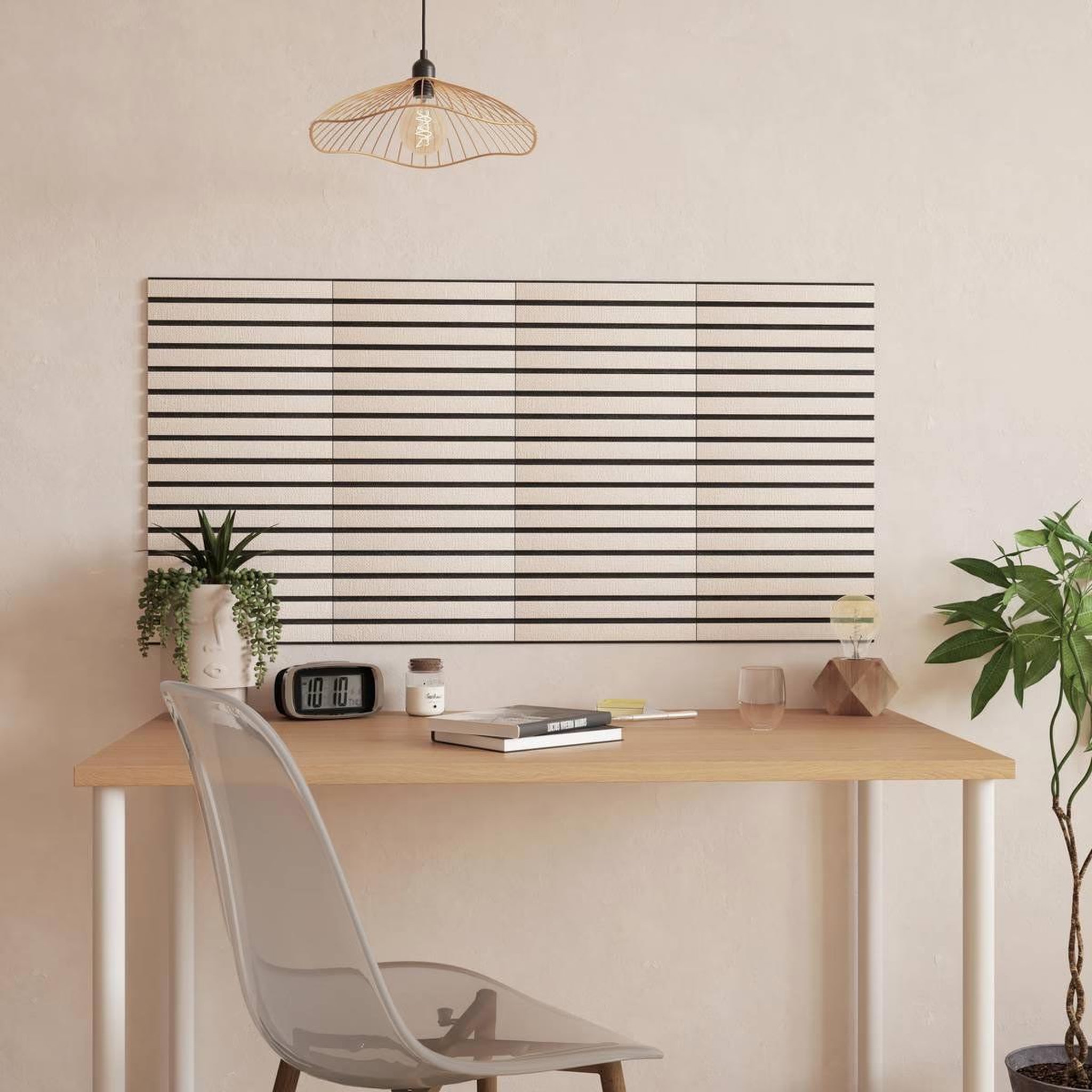 Voir la diapositive 5 : ATMOSPHERA Lot de 2 panneaux acoustiques adhésifs  ribo  30x30cm marron