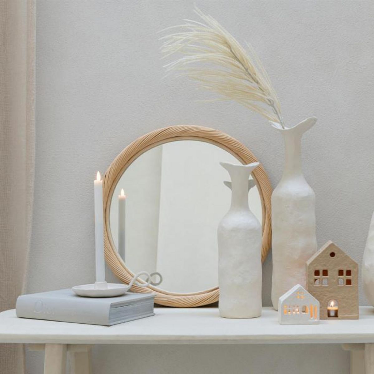 Paris Prix Miroir Mural en Rotin  Dwayne  66cm Naturel