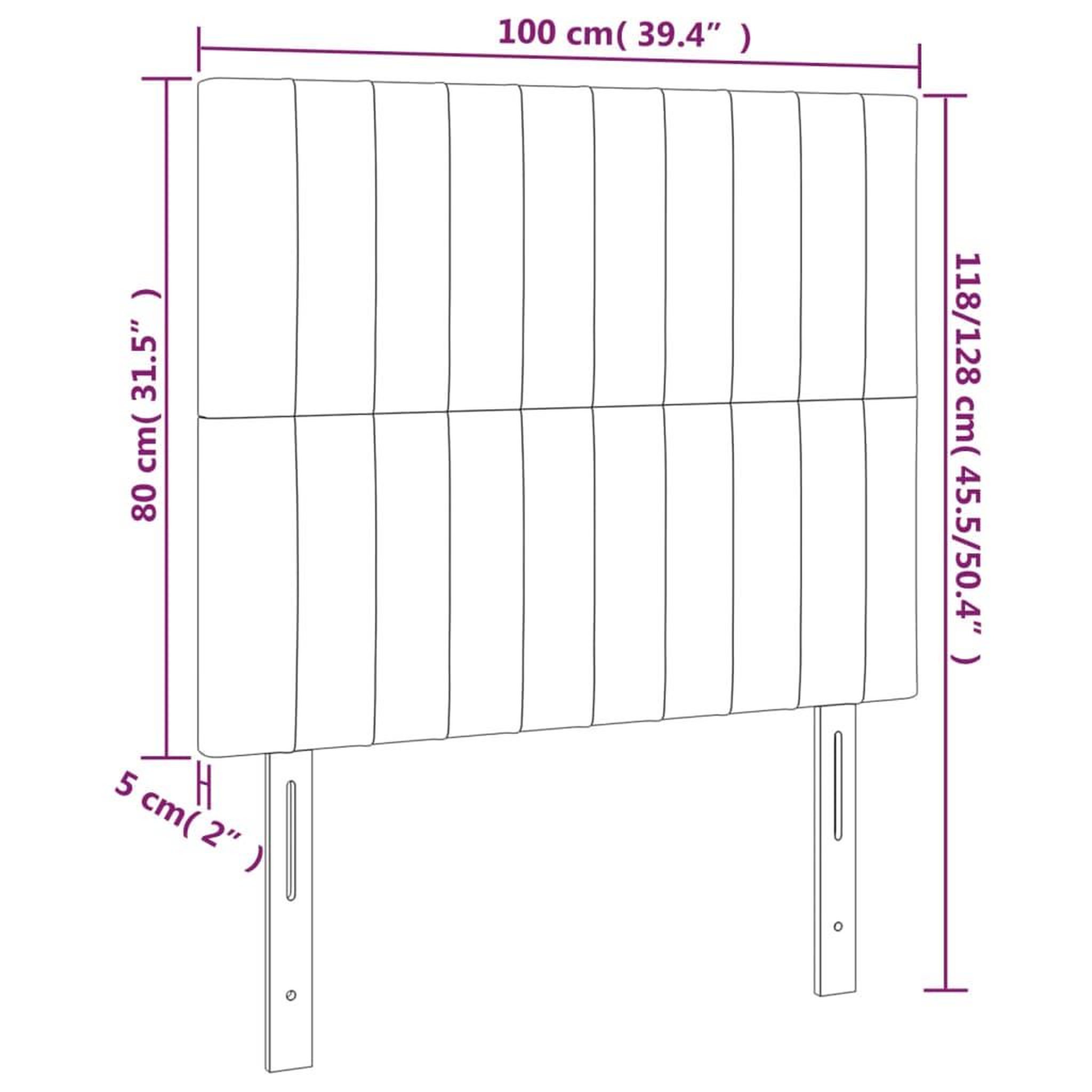 Voir la diapositive 6 : VIDAXL Tetes de lit 2 pcs Gris clair 100x5x78/88 cm Velours