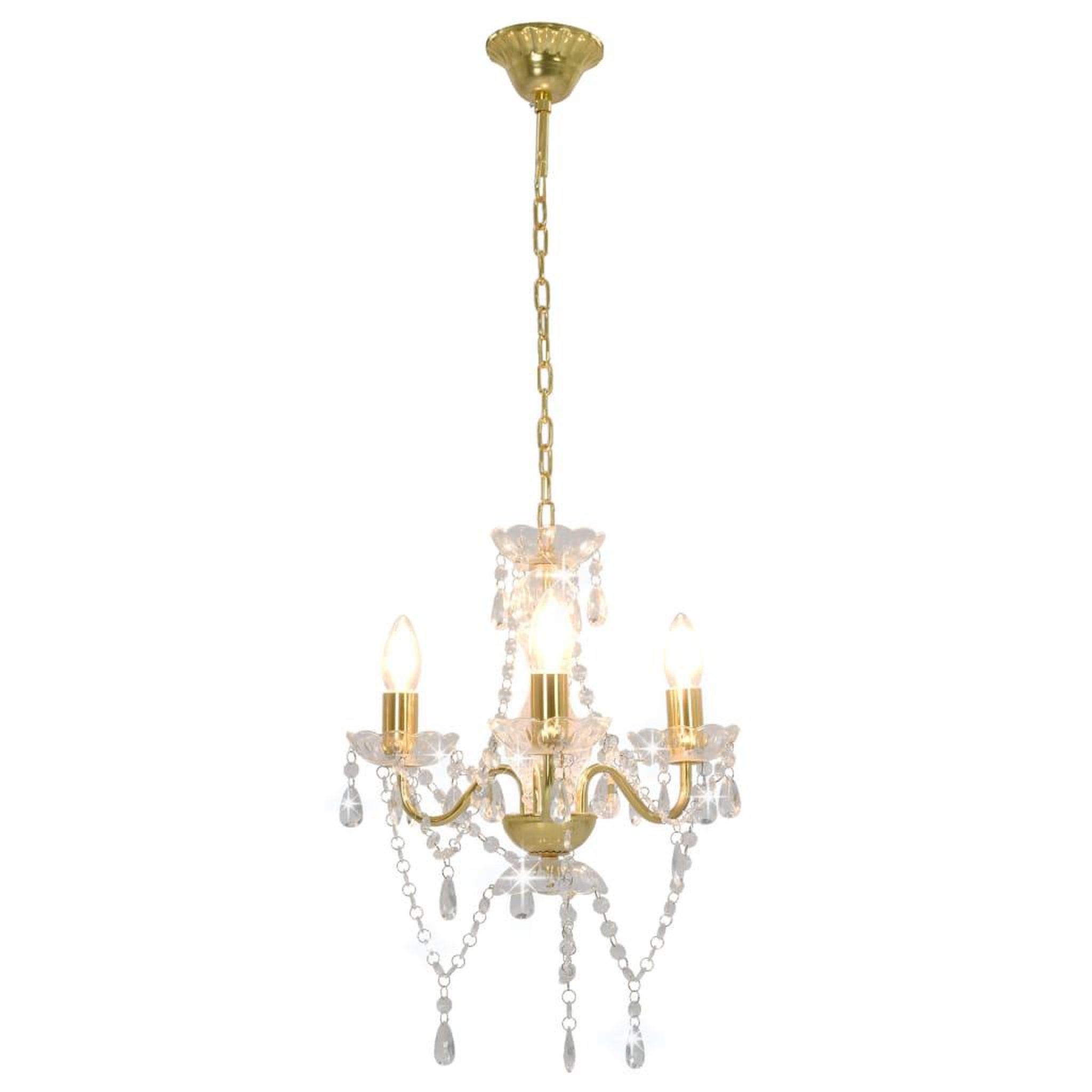 Voir la diapositive 2 : VIDAXL Lustre avec perles Dore Rond 3 x E14