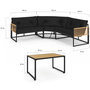 Voir la diapositive 6 : ID MARKET Salon de jardin bas RIO 6 places salon d'angle structure métal et cordage effet rotin avec coussin noir