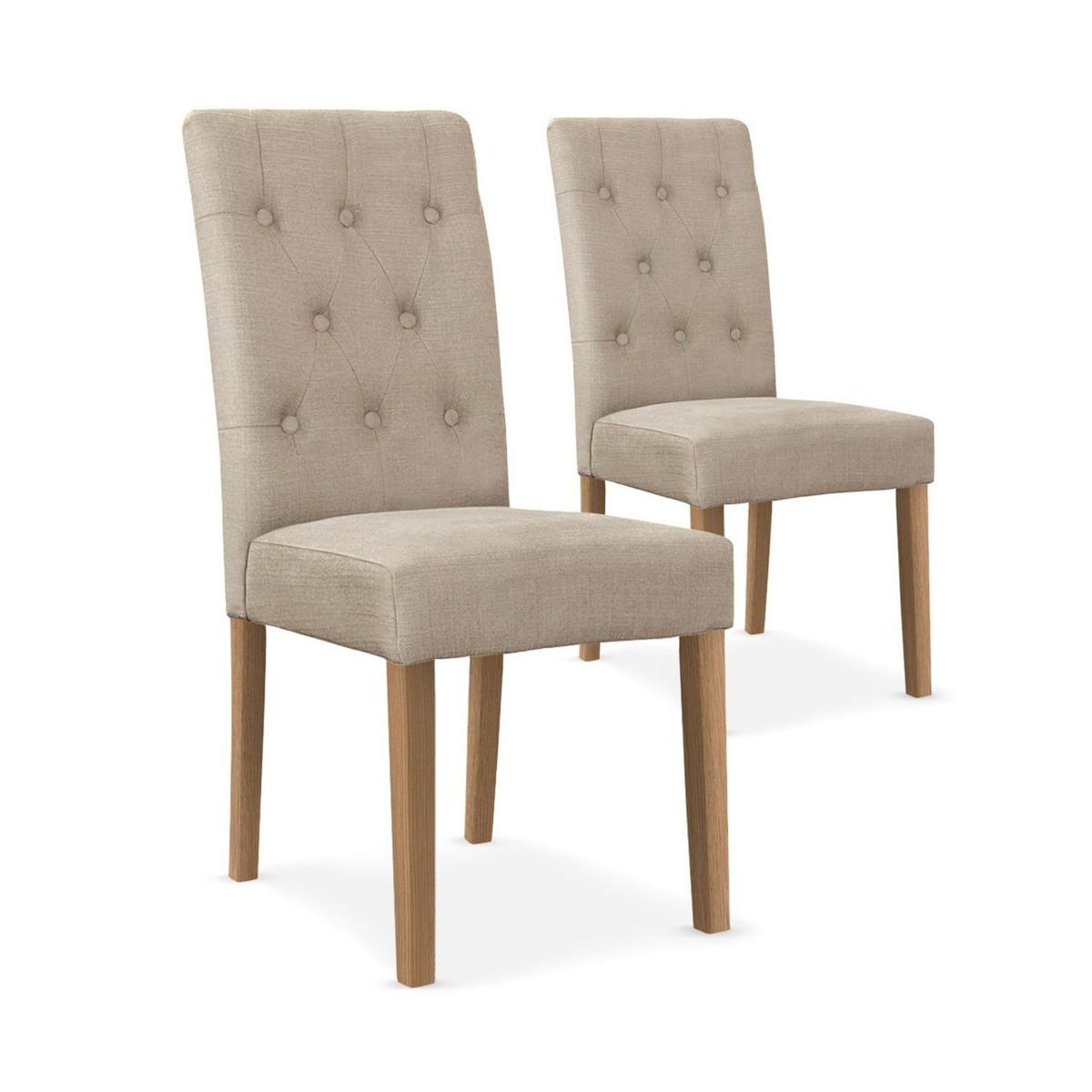 Paris Prix Lot de 2 Chaises Design Tissu  Charmly  99cm Beige