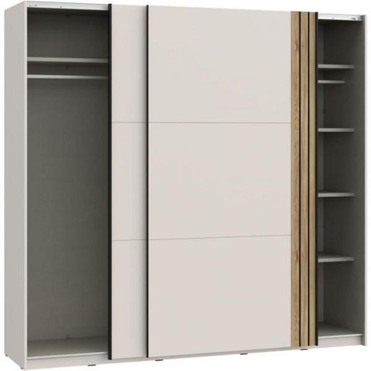 MARKET24 Armoire aménagée - WAIKATO - 2 portes coulissantes - Blanc - 220,1 x 61,2 x 210,5 cm