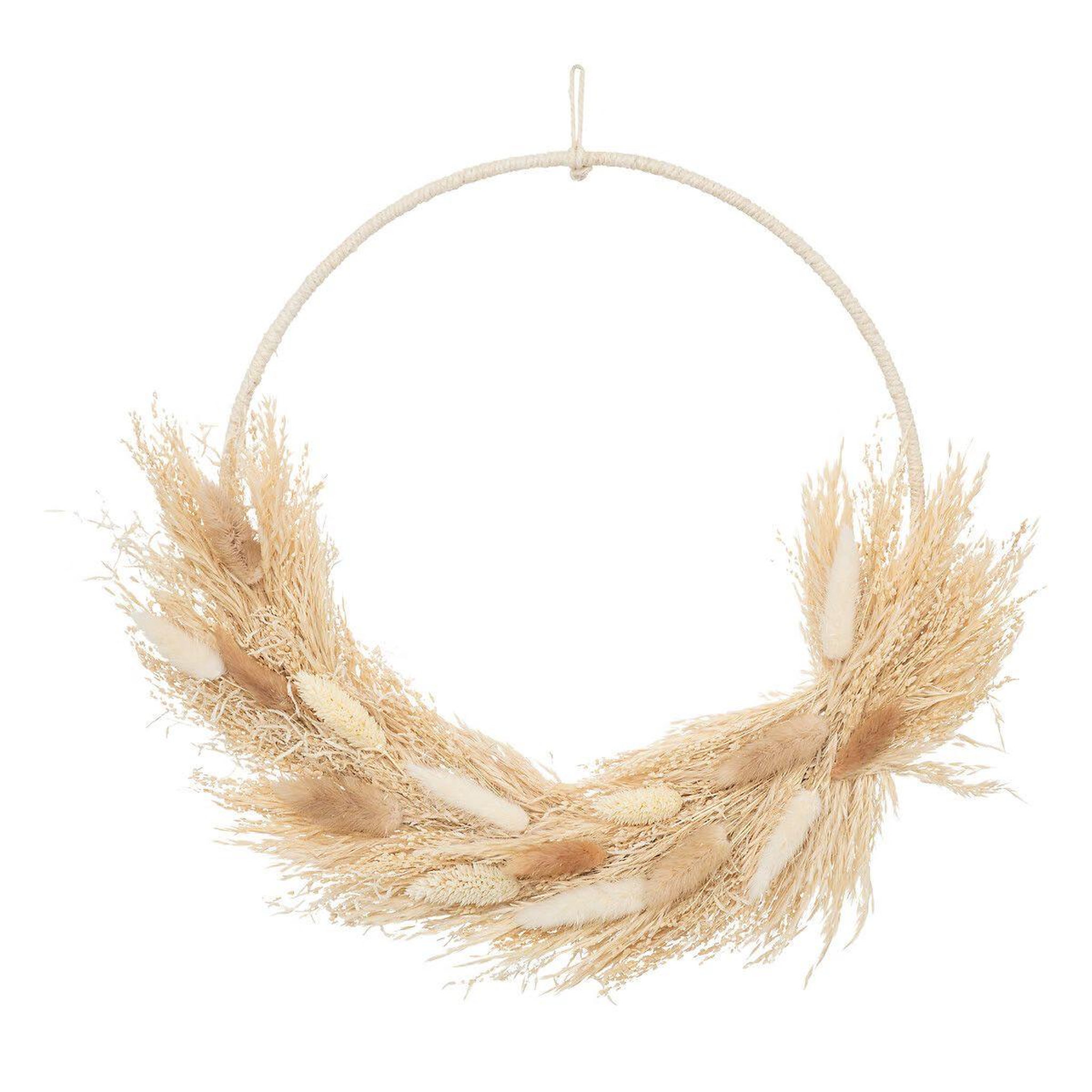 ATMOSPHERA Couronne de fleurs séchées  murale  34cm beige