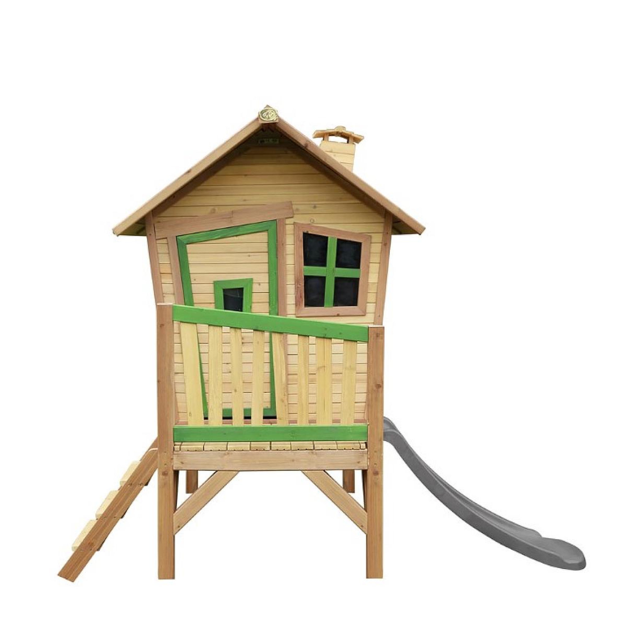 Axi House Maisonnette Robin marron-vert toboggan gris