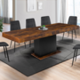 Voir la diapositive 2 : ID MARKET Table à manger extensible rectangle EDEN 6-10 personnes bois effet vieilli et noir 160-200 cm