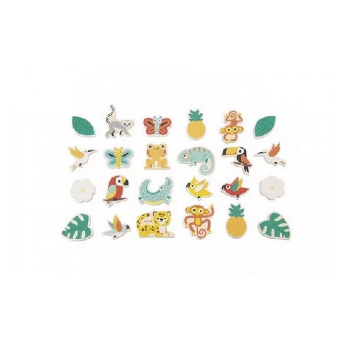 Juratoys-Janod Magnets en Bois Tropicaux 24 Pièces - Coffret Janod pour Enfants