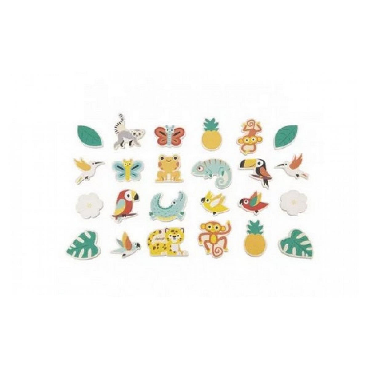 Juratoys-Janod Magnets en Bois Tropicaux 24 Pièces - Coffret Janod pour Enfants
