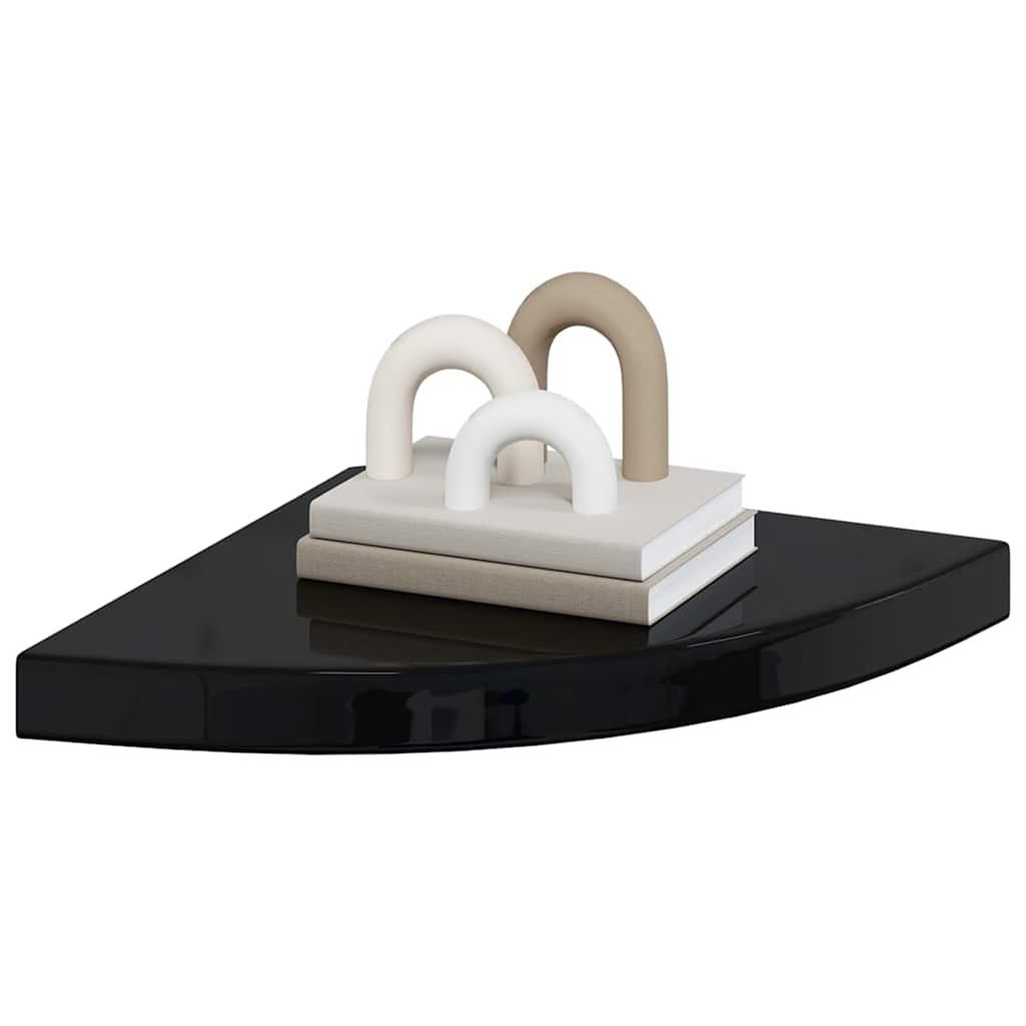 Voir la diapositive 4 : VIDAXL Etageres d'angle flottantes 4 pcs noir brillant 35x35x3,8cm MDF