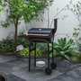Voir la diapositive 2 : OUTSUNNY Barbecue charbon de bois avec couvercle 2 roues tablette pliable étagère cheminée thermomètre grilles acier chromée