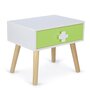 HomeStyle4U Table de chevet pour enfants 1 tiroir blanc vert
