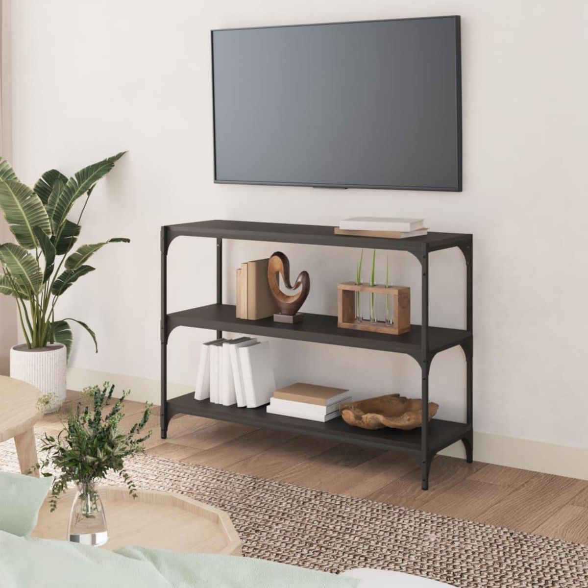 VIDAXL Bibliotheque Noir 100x33x70,5 cm Bois d'ingenierie et acier