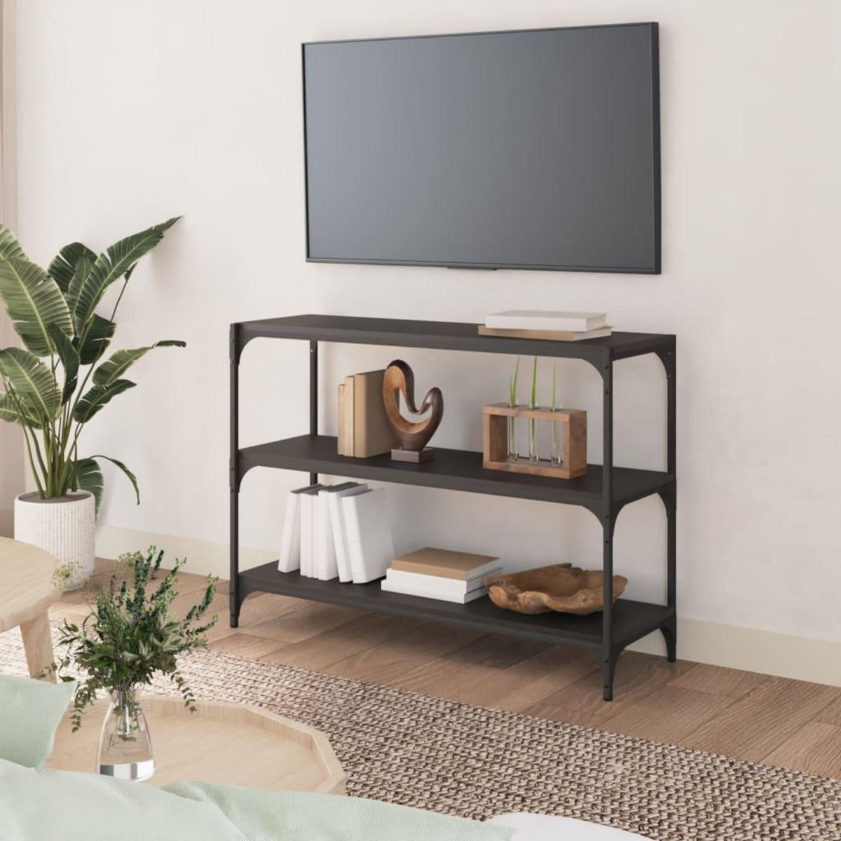 VIDAXL Bibliotheque Noir 100x33x70,5 cm Bois d'ingenierie et acier