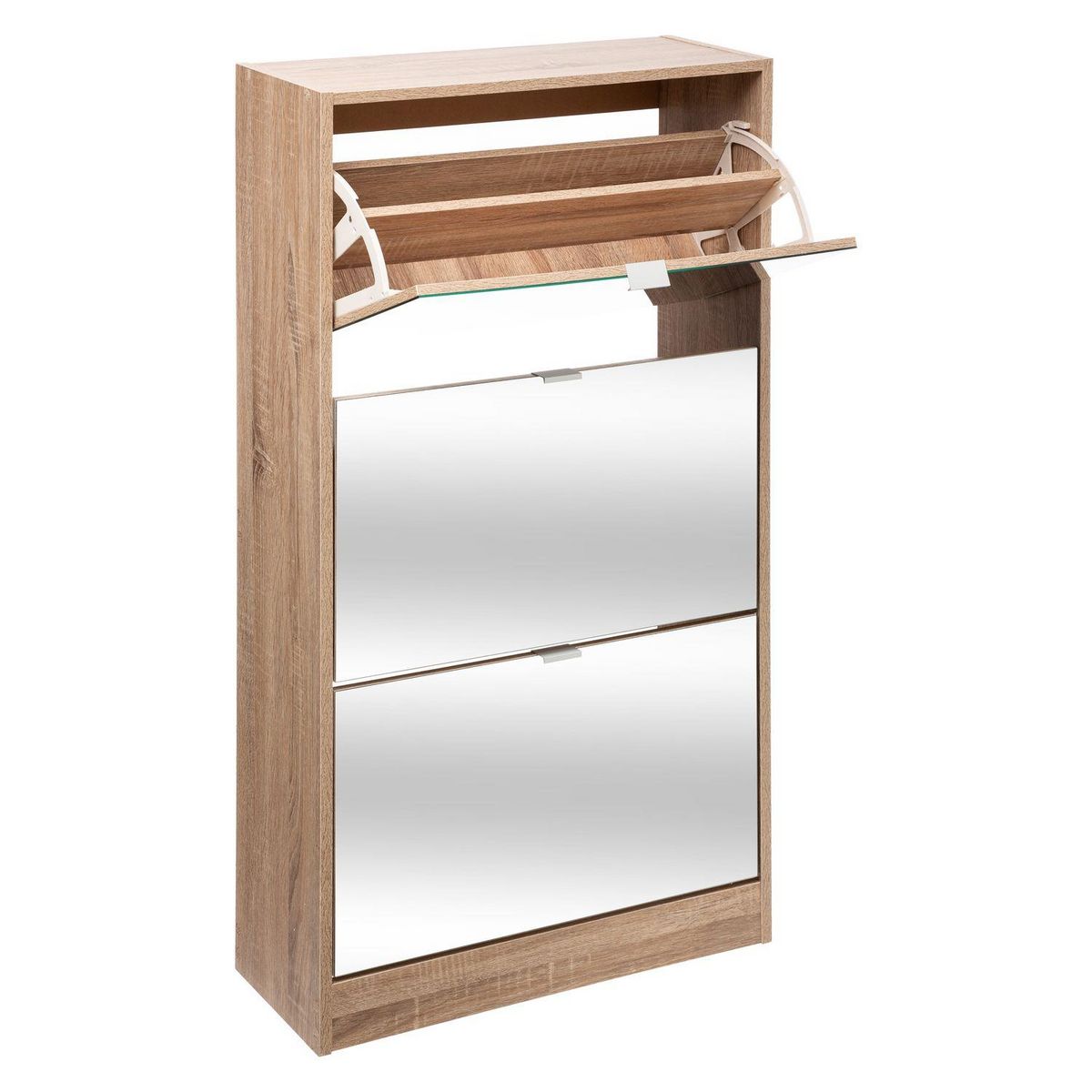 FIVE Meuble à chaussures design bois Ellie - L. 60 x H. 118 cm - Blanc et marron