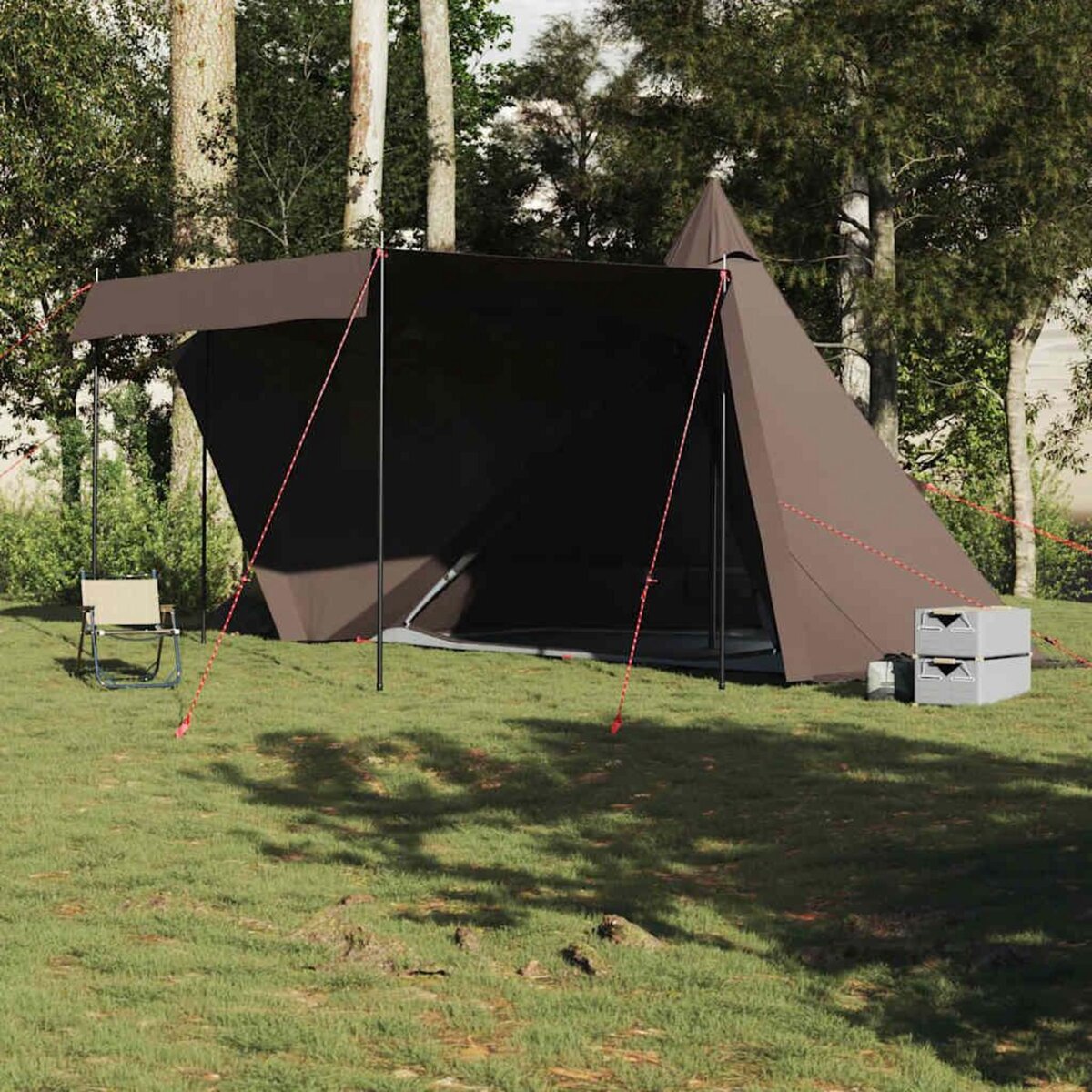 VIDAXL Tente familiale tipi 6 personnes marron impermeable
