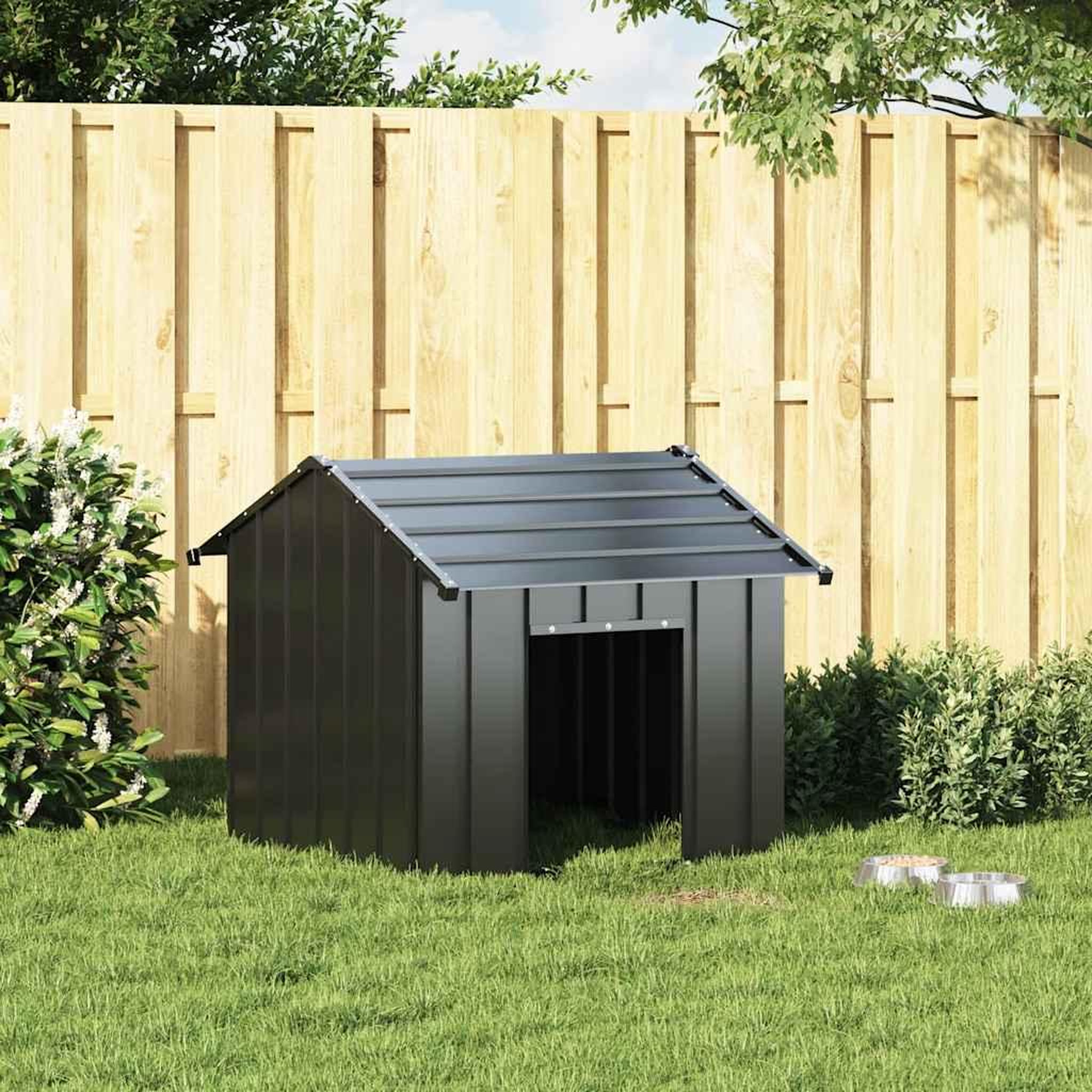 Voir la diapositive 2 : VIDAXL Niche pour chien avec toit noir 85x107x81 cm acier galvanise