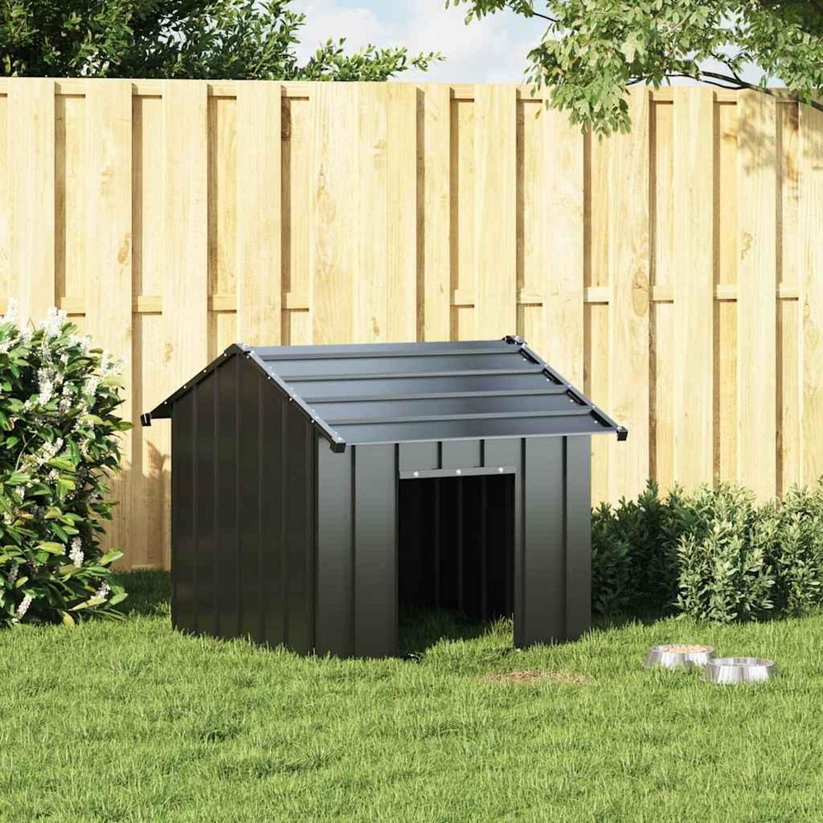 VIDAXL Niche pour chien avec toit noir 85x107x81 cm acier galvanise