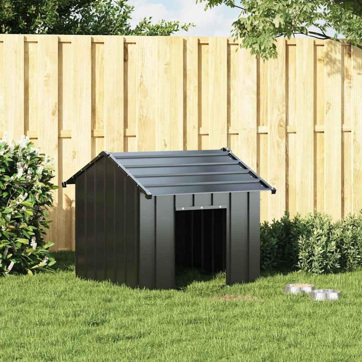 VIDAXL Niche pour chien avec toit noir 85x107x81 cm acier galvanise