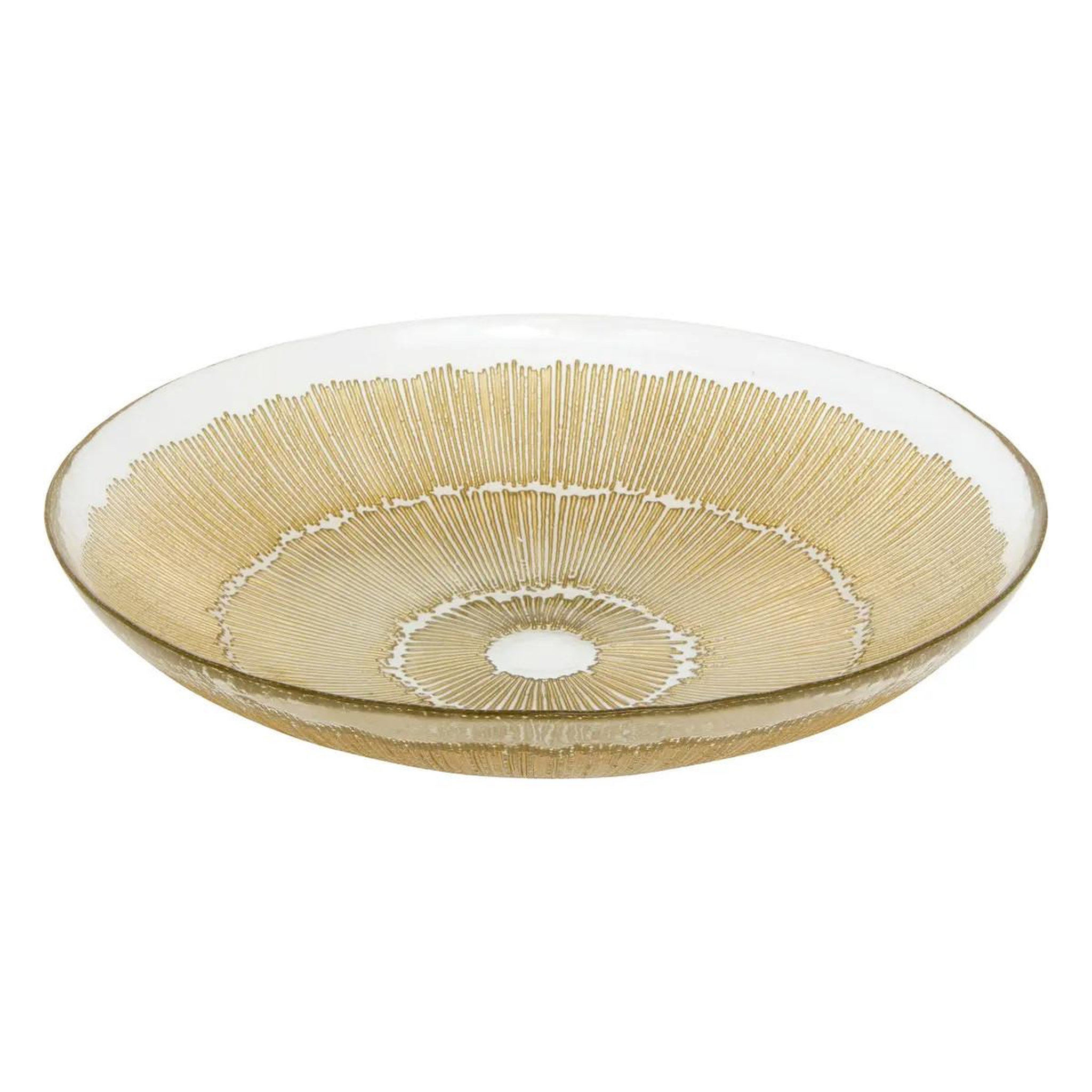 SECRET DE GOURMET Plat de présentation en verre  celeste  30cm doré