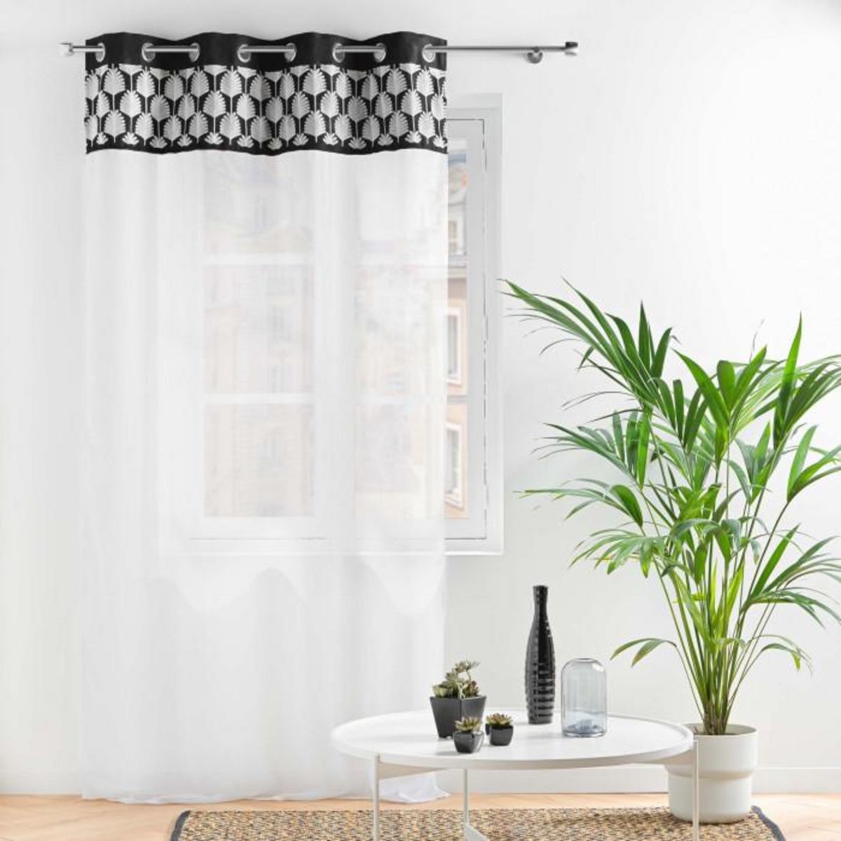 Paris Prix Rideau Voilage à Œillets  Kasita  140x240cm Noir