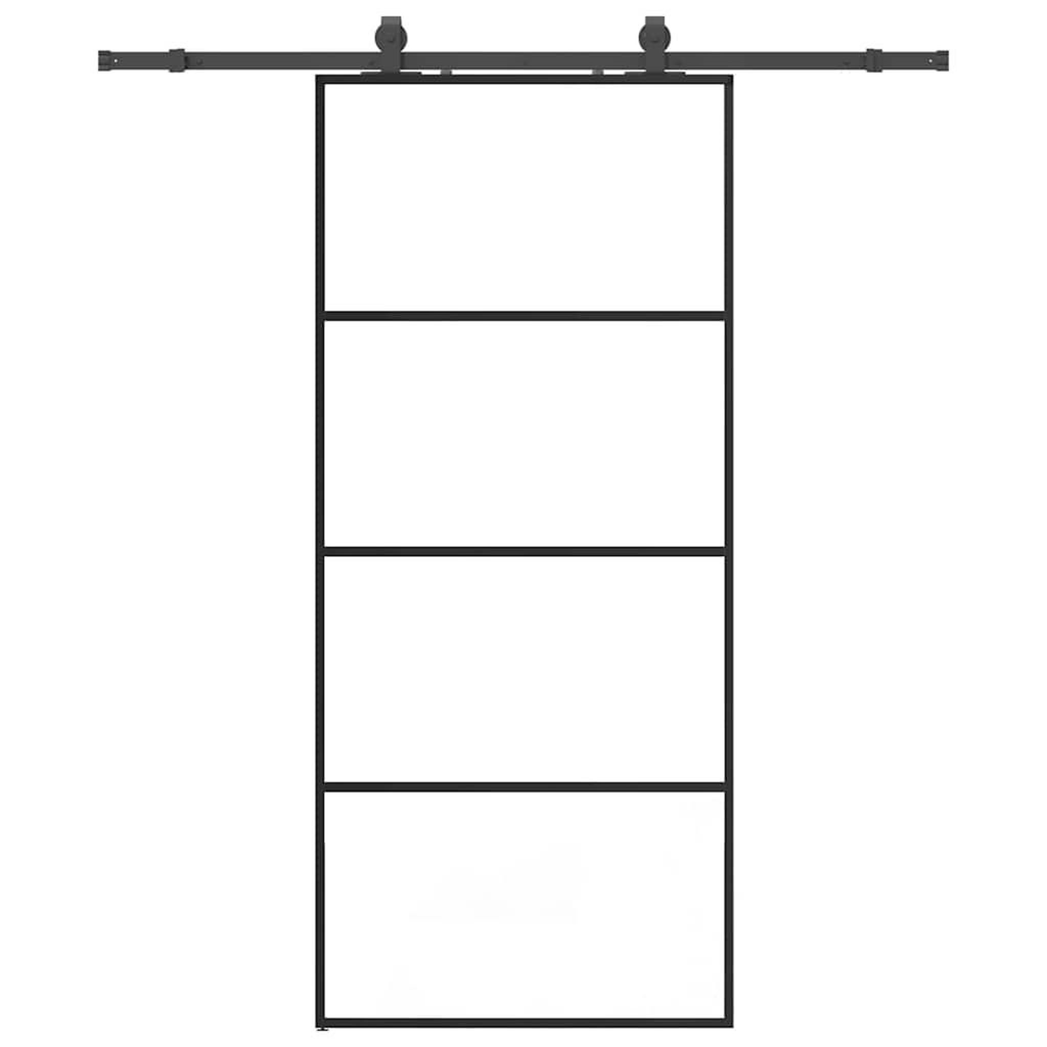 Voir la diapositive 2 : VIDAXL Porte coulissante kit de quincaillerie noir 90x205 cm verre ESG