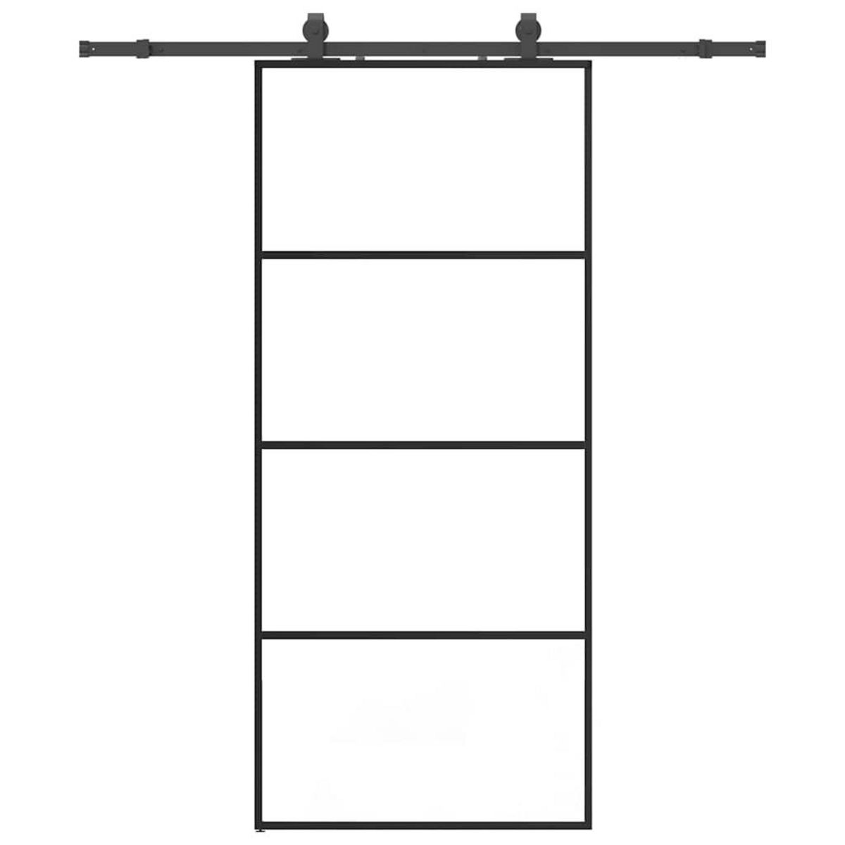 VIDAXL Porte coulissante kit de quincaillerie noir 90x205 cm verre ESG