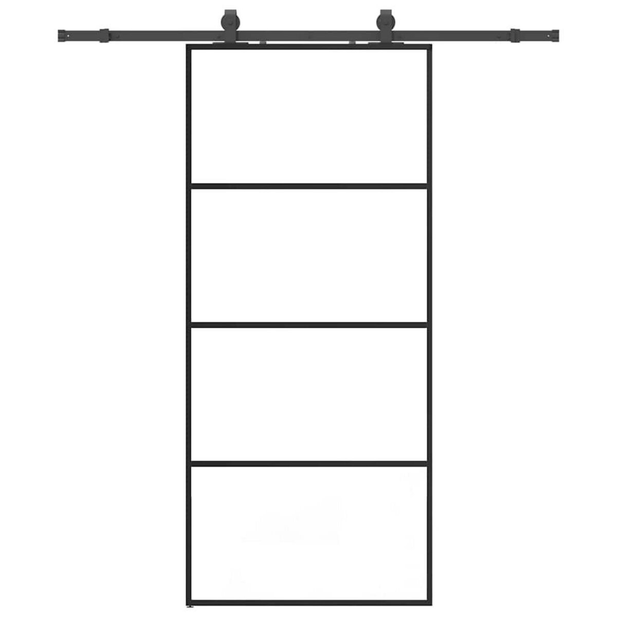 VIDAXL Porte coulissante kit de quincaillerie noir 90x205 cm verre ESG