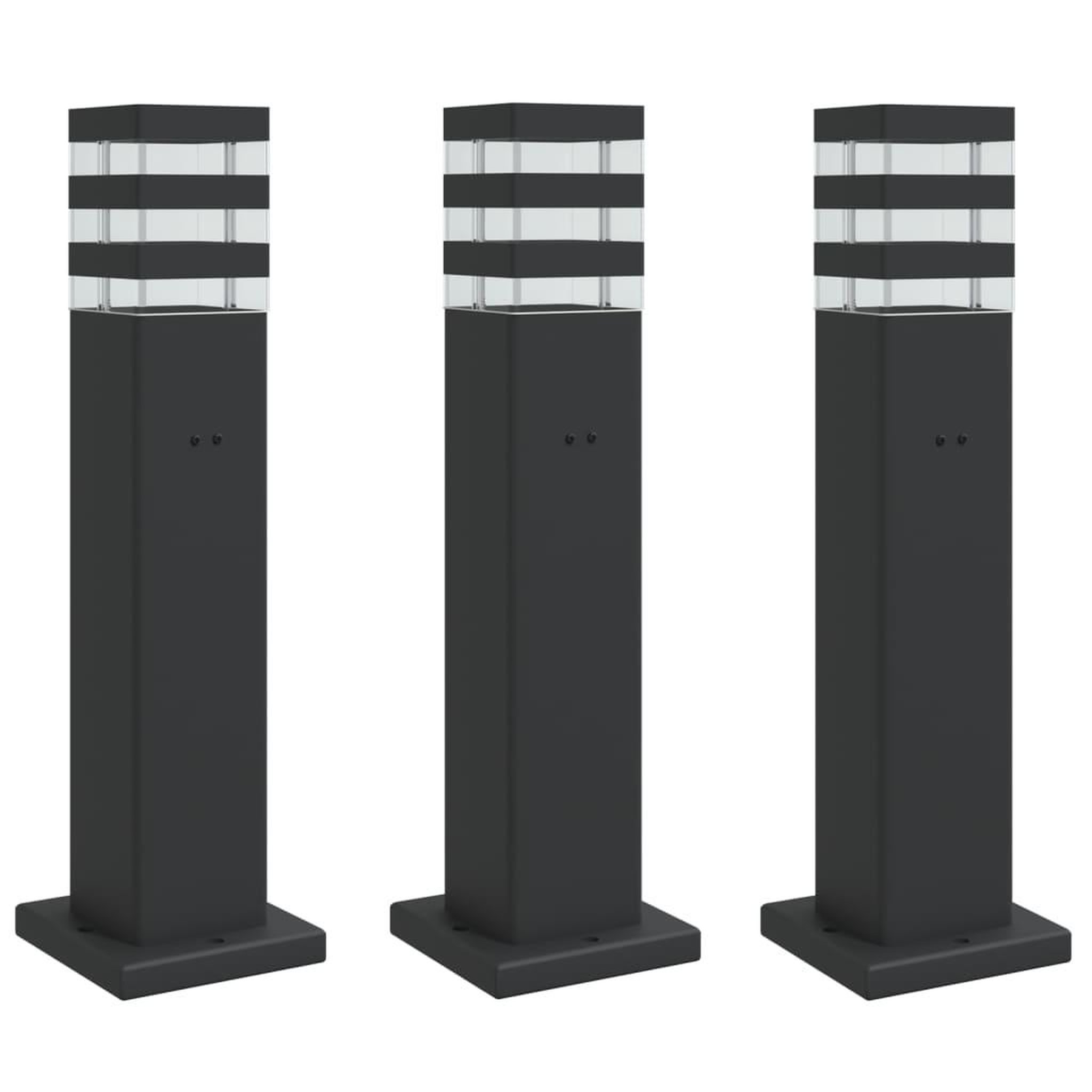 Voir la diapositive 2 : VIDAXL Lampadaires d'exterieur avec sortie 3 pcs noir 50 cm aluminium