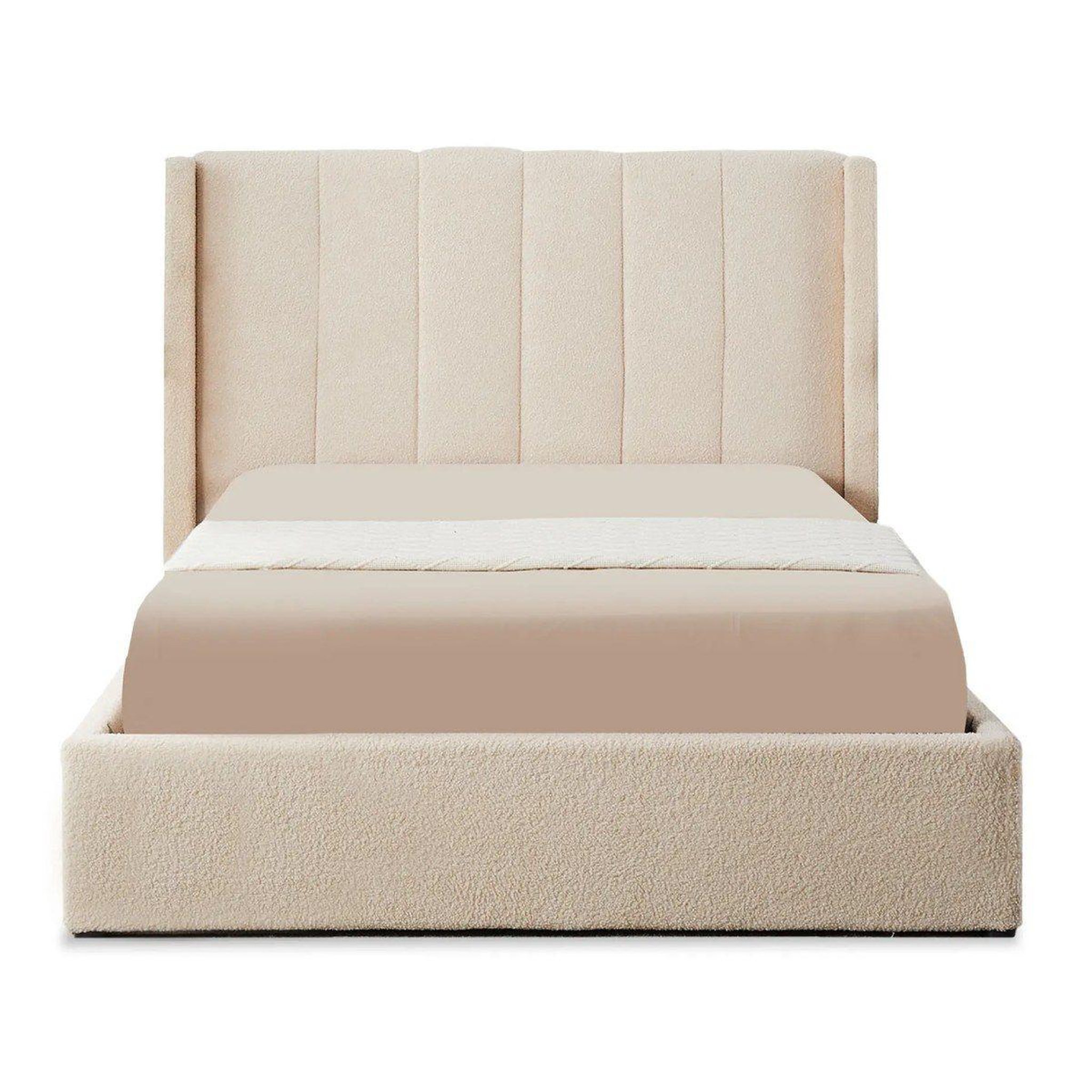Paris Prix Lit double coffre tissu bouclette  somia  140x190cm crème