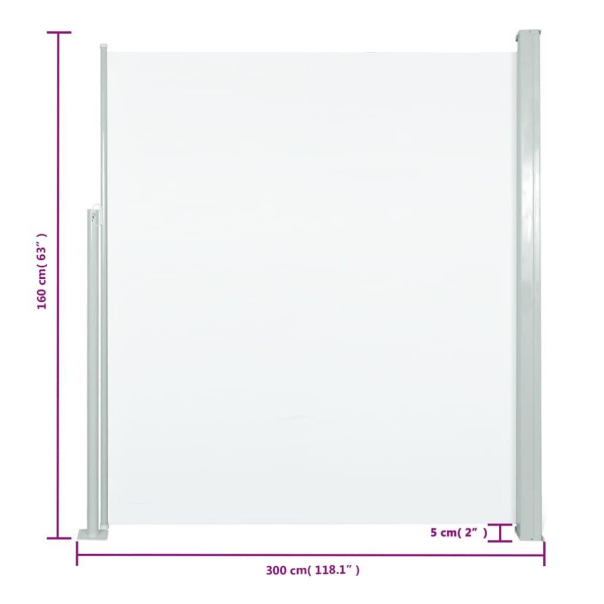 VIDAXL Auvent lateral retractable de patio 160x300 cm Creme